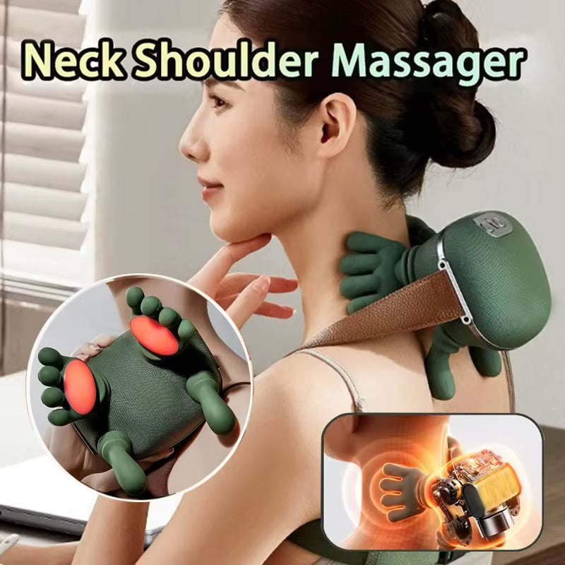Bionic Neck Shoulder Massager Heated Back Massagers Electric Kneading Muscles Massage Pillow Neck Waist Leg Body 3-Level Modes